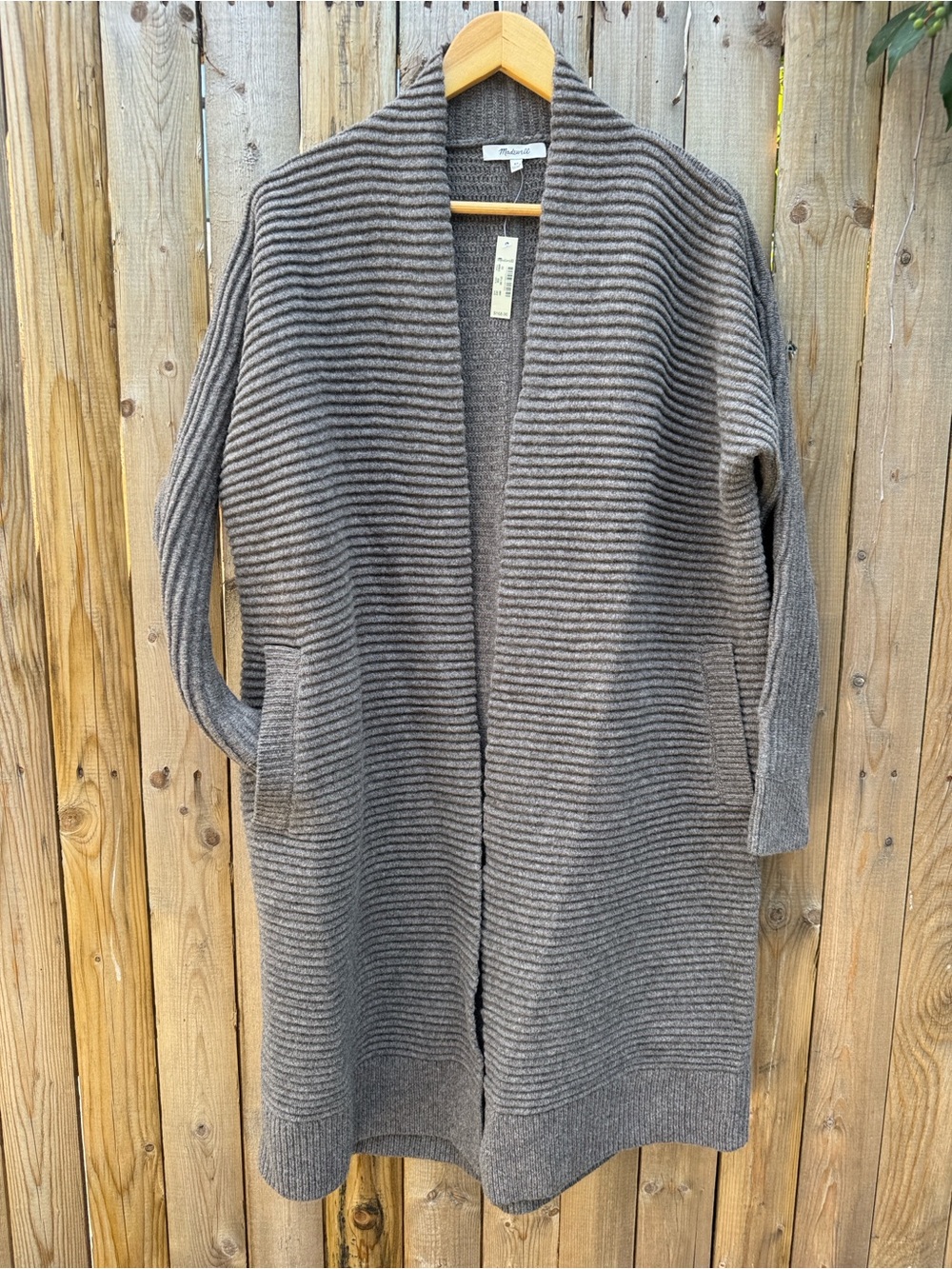 Madewell wool Ribbed Open-Front Long Cardigan NWT